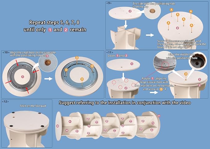 3 Tier Rotating Bookshelf, 360-Degree Swivel Revolving Tower Floor Standing - Image 9