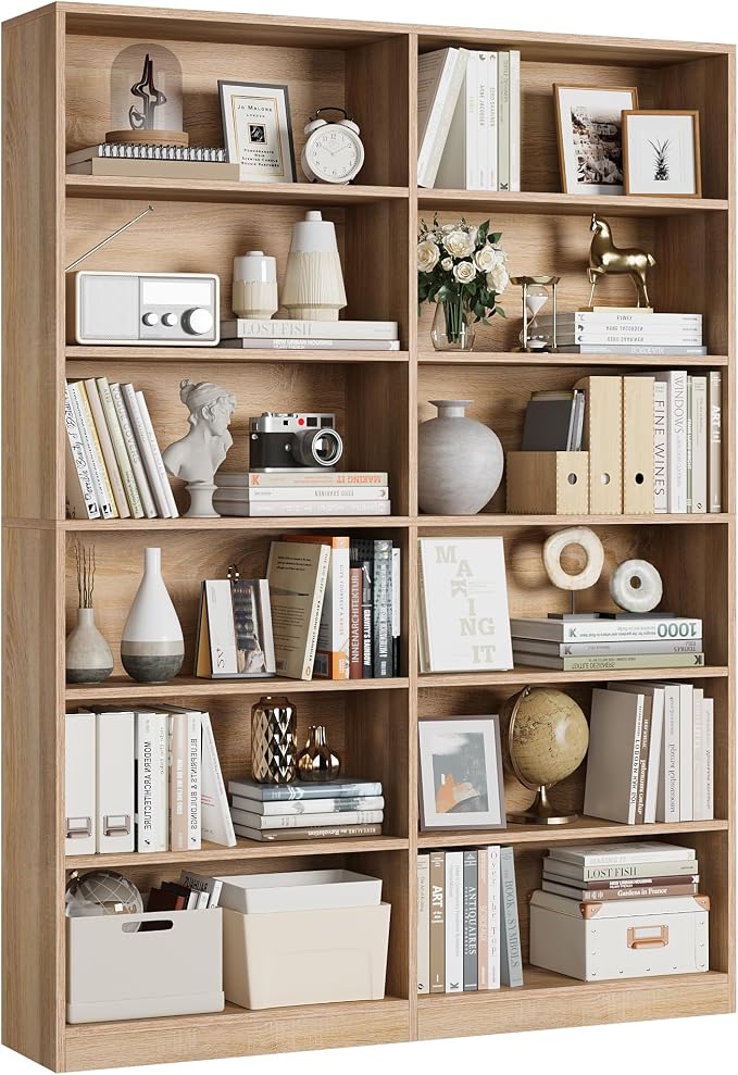 FACBOTALL Bookshelf and Bookcase, 6-Tier Double Wide Bookshelves, Freestanding by FACBOTALL