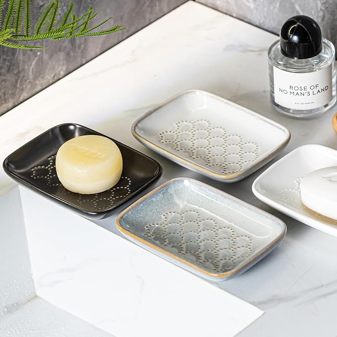 Gomakren Soap Dish for Shower, Ceramic Soap Dishes for Bar Soap Sponge - Image 6
