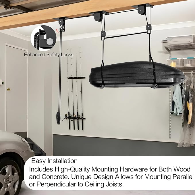2025 Upgrade Cargo Box Garage Pulley System, Garage Ceiling Hoist Heavy-Duty - Image 6