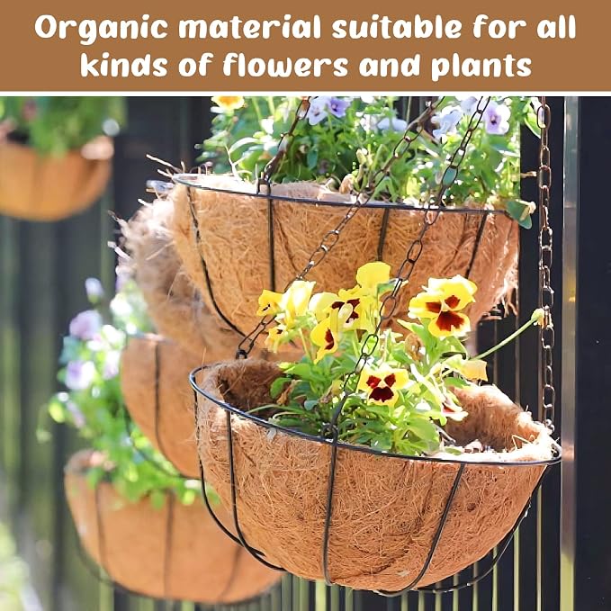 3 Pack 20 Inch Hanging Basket Coco Liners Replacement, 100% Natural Round - Image 6