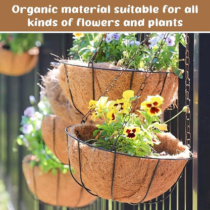 3 Pack 20 Inch Hanging Basket Coco Liners Replacement, 100% Natural Round - Image 6