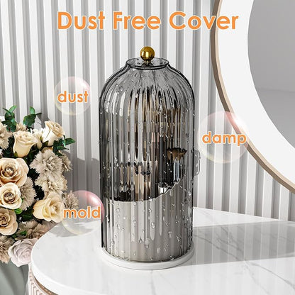 Makeup Brush Holder with Lid 360 Rotating Clear Dustproof Make Up Organizers - Image 5