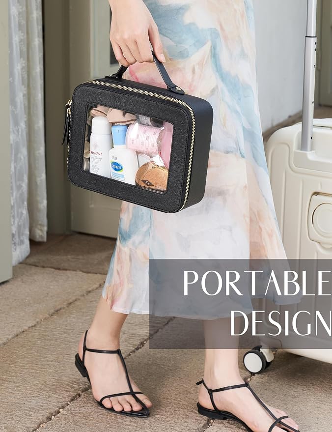 Popvibe Clear Makeup Bag Travel Cosmetic Case Transparent Toiletry Bag - Image 6