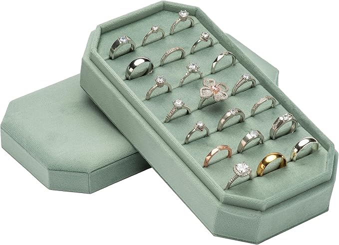 Velvet Ring Organizer Display Tray Jewelry Box Earring Holder Case by COWFEX