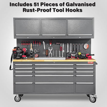 HAUTMEC 72" Rolling Tool Chest, Mobile Garage Workbench, Heavy-Duty Tool - Image 3