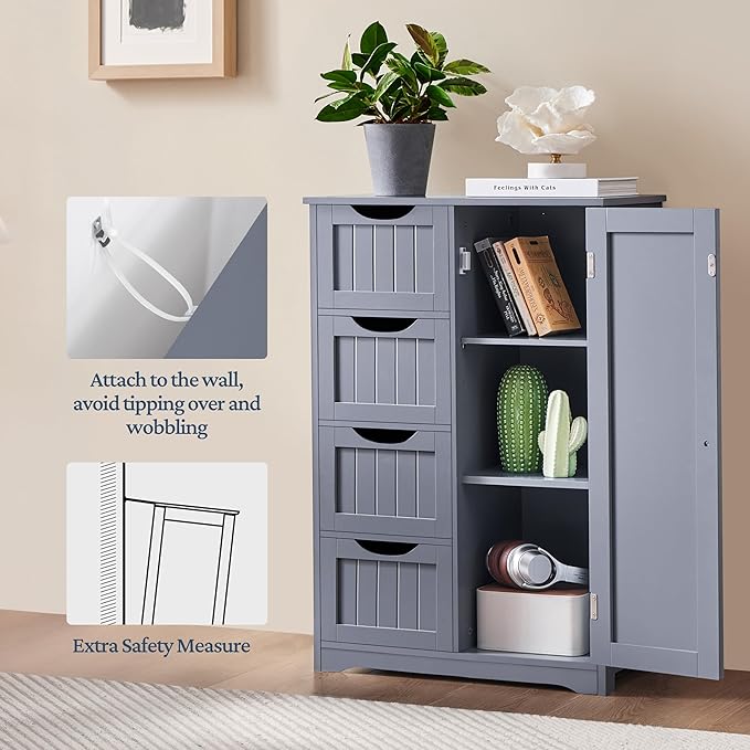 Yaheetech Bathroom Floor Cabinet, Freestanding Storage Organizer Unit Kitchen - Image 4