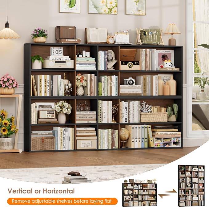 FOTOSOK Bookshelf Bookcase 7-Tier Narrow Bookshelf Tall CD Media Tower Rack | - Image 8