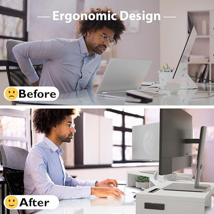 BONTEC Dual Monitor Stand Riser, Adjustable Length & Swivel Angle, Ergonomic - Image 4