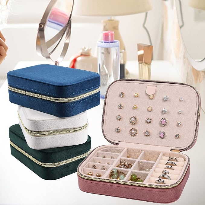 Dajasan Velvet Jewelry Box, Small Travel Jewelry Case, Portable Travel Jewelry - Image 7