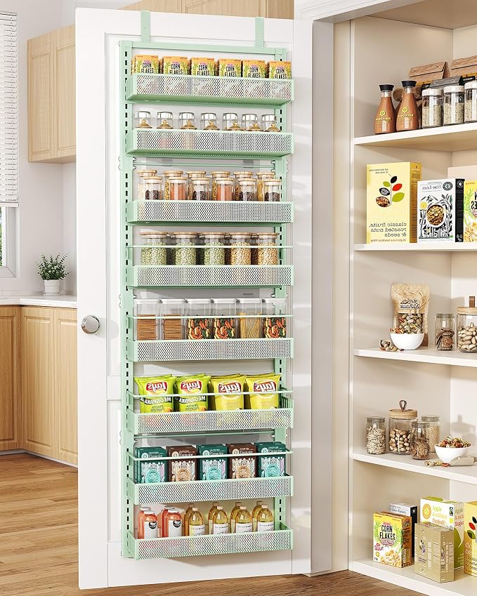 SNTD 8 Tiers Over the Door Organizer, Height Adjustable Spice Rack, Dense Mesh by SNTD