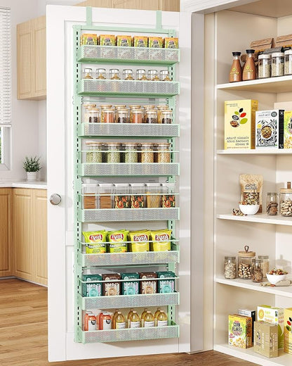 SNTD 8 Tiers Over the Door Organizer, Height Adjustable Spice Rack, Dense Mesh by SNTD
