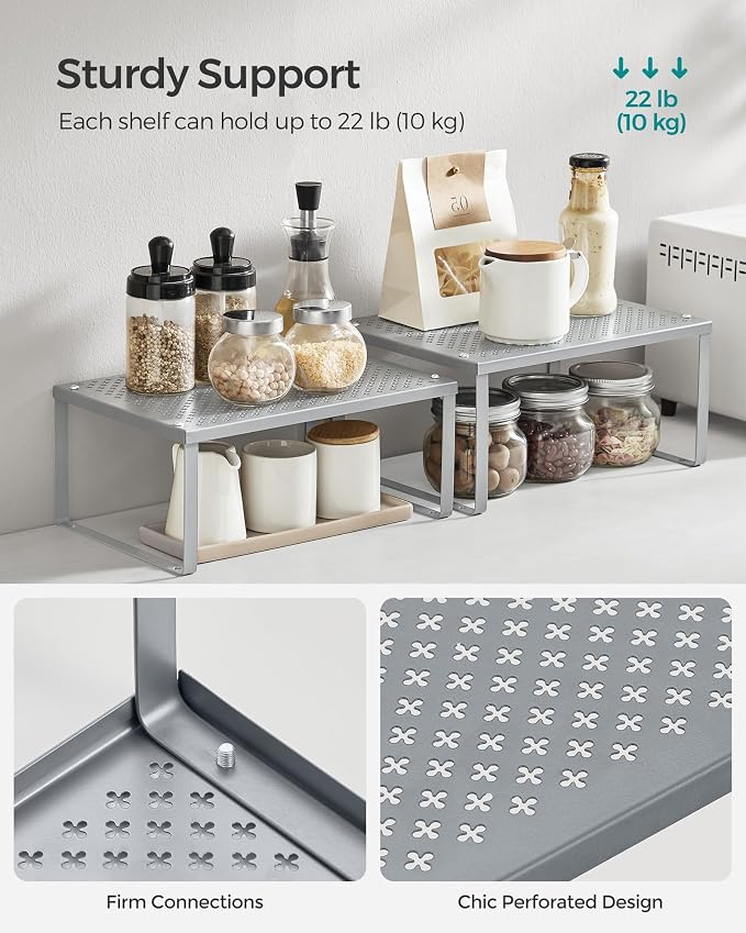 SONGMICS Spice Racks, Countertop Organizers, Shelf Risers, Expandable - Image 5