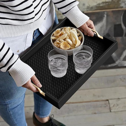 HofferRuffer Faux Leather Rectangle Serving Tray Decor Platter - Image 5