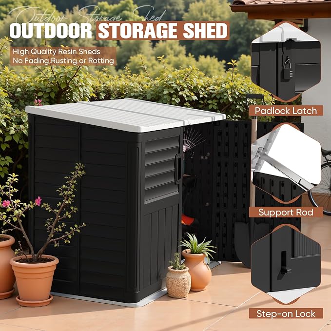 TUOZE 34 Cu Ft Resin Storage Shed, Waterproof Outdoor Storage Cabinet - Image 2