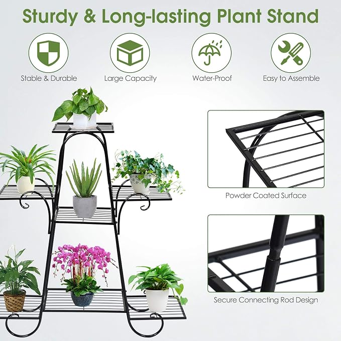 Giantex 7 Tiers Metal Plant Stand Flower Pots Holder, Plant Display Rack - Image 7