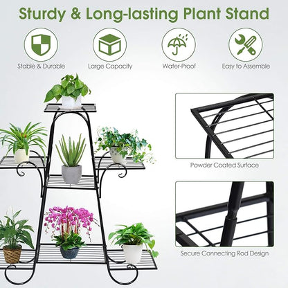 Giantex 7 Tiers Metal Plant Stand Flower Pots Holder, Plant Display Rack - Image 7