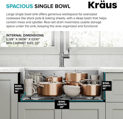 KRAUS Standart Pro 30 -inch Undermount Single Bowl 16 Gauge Stainless Steel - Image 7