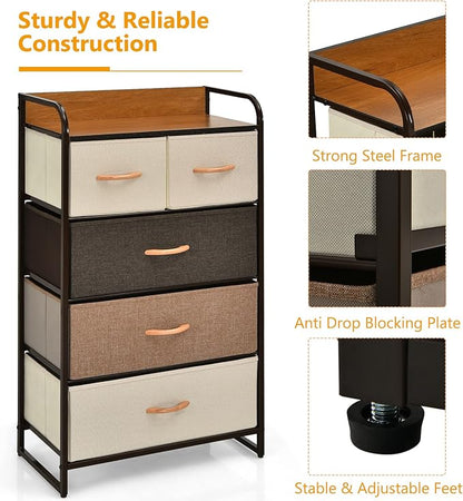 Giantex 5-Drawer Fabric Dresser - Image 5