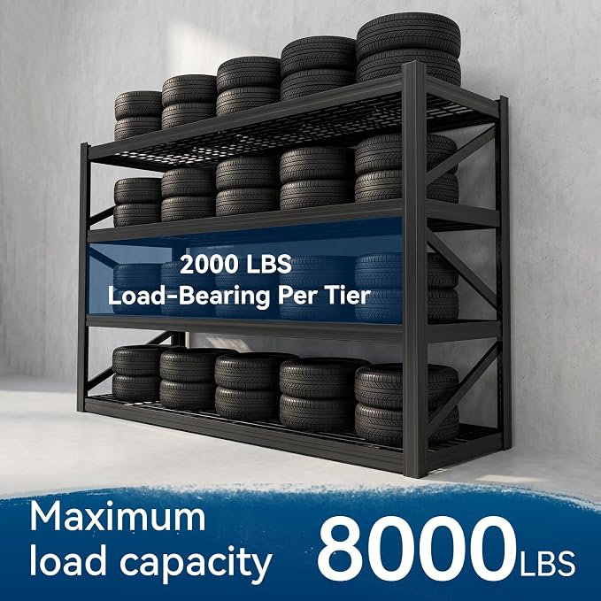 8000 LBS Heavy Duty Garage Shelving, Adjustable Steel Shelving Unit Holds 2000 - Image 4