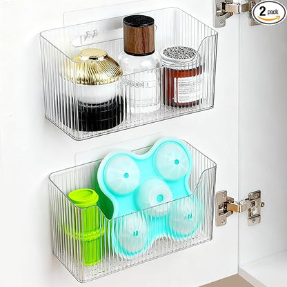 2 Pack Cabinet Door Organizer, Adhesive Wall Mounted Organizer Bins, Stackable by MZYIWUU