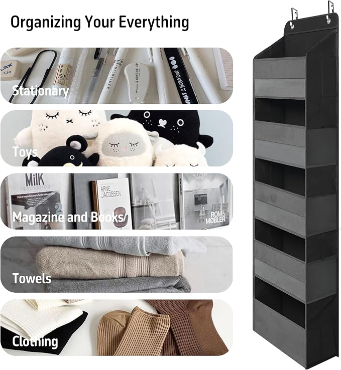 Over Door Organizer with 5 Large Pockets, Heavy Duty Hanging Organizer Storage - Image 5