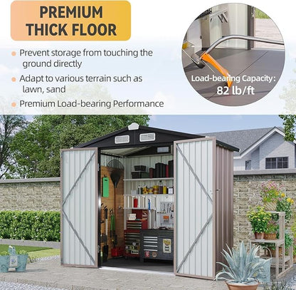Aoxun 6x4ft Shed with Floor Heavy-Duty Galvanized Steel Outdoor Storage Shed - Image 3