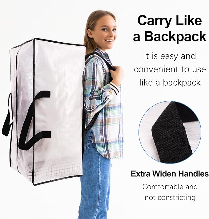6 Pack Heavy Duty Large Moving Bags W/Backpack Straps - Image 4