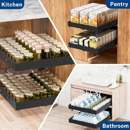 Insputer Pull Out Cabinet Organizer ExpandableW &D, Slide Out Drawers - Image 8