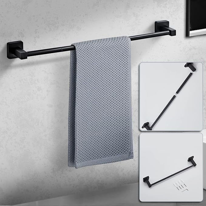 Matte Black Bathroom Hardware Set 8 Pieces, Towel Bar Set Stainless Steel Wall - Image 3