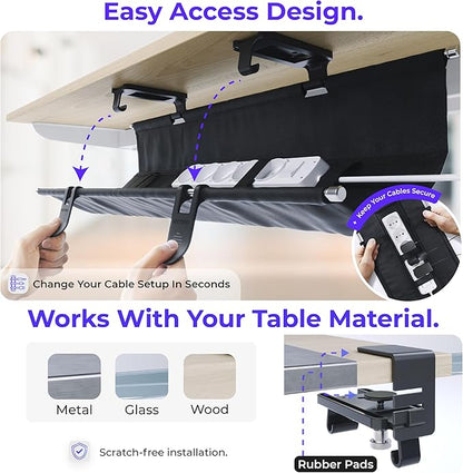 Ascrono Original No Drill Under Desk Cable Management Tray 53.9" - Image 3