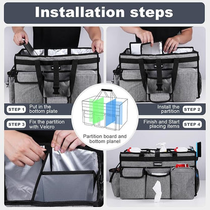 Large Cleaning Caddy Bag with Rigid Support Board, Cleaning Organizer Tote with - Image 4