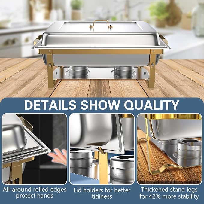 SIOTMERA 9QT Chafing Dishes for Buffet 1 Pack, Thickened Stable Stainless Steel - Image 3