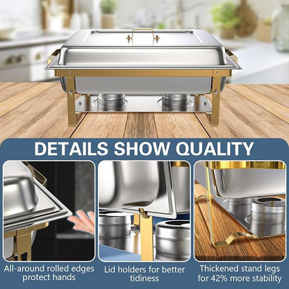 SIOTMERA 9QT Chafing Dishes for Buffet 1 Pack, Thickened Stable Stainless Steel - Image 3