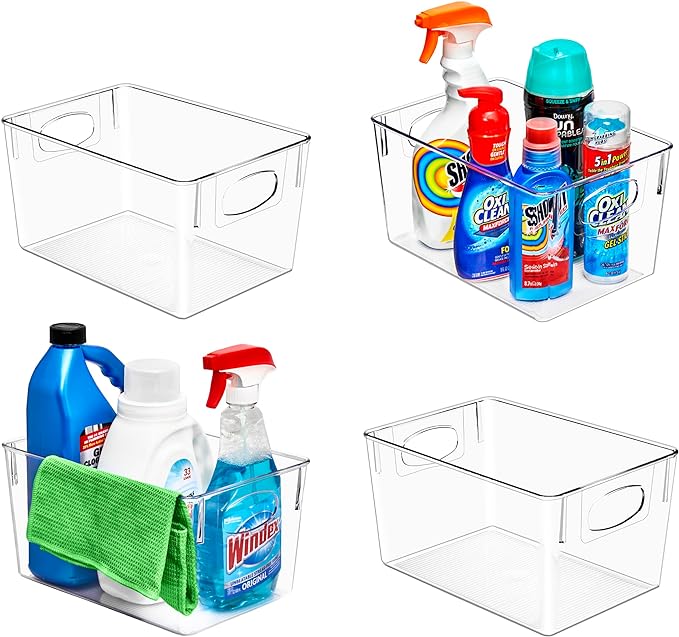 Sorbus 4 Pack Large Clear Plastic Storage Bins, Refrigerator, Under Sink by Sorbus