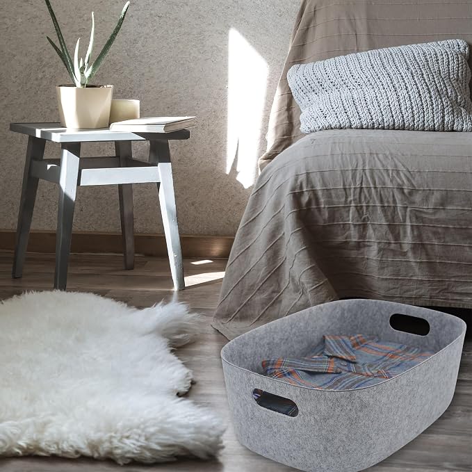 Welaxy Large Storage Basket Felt Open Desk Organize bin Shelf baskets - Image 2