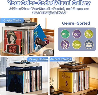 Bikoney Stackable Cube Acrylic Vinyl Record Storage, Tabletop Record Player - Image 6