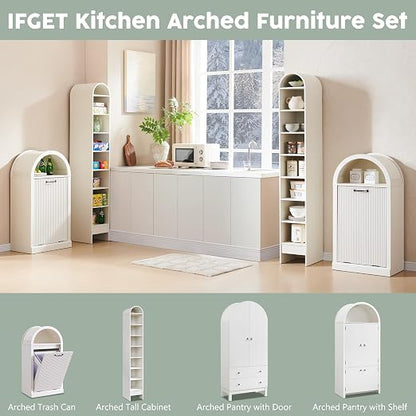 Arched Tilt-Out Trash Can Cabinet, Fluted 10 Gallon Trash Cabinet Set of 2 - Image 8