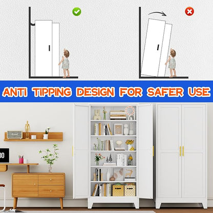 GAIOUS 75.2" Tall Metal Storage Cabinet - Image 7