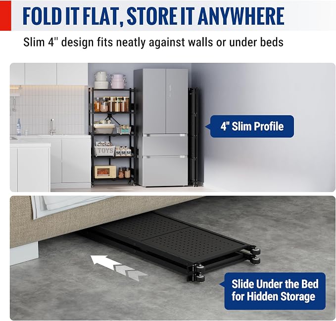 WORKPRO 5-Tier Folding Shelf, No-Assembly Metal Storage Rack - Image 7