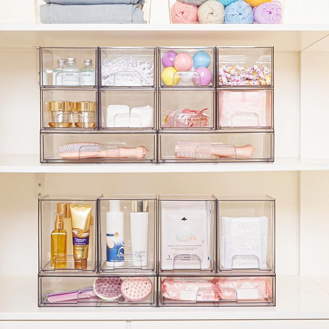 Vtopmart Clear Stackable Storage Drawers Set of 5, Plastic Organizer Bins - Image 4