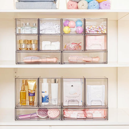 Vtopmart Clear Stackable Storage Drawers Set of 5, Plastic Organizer Bins - Image 4