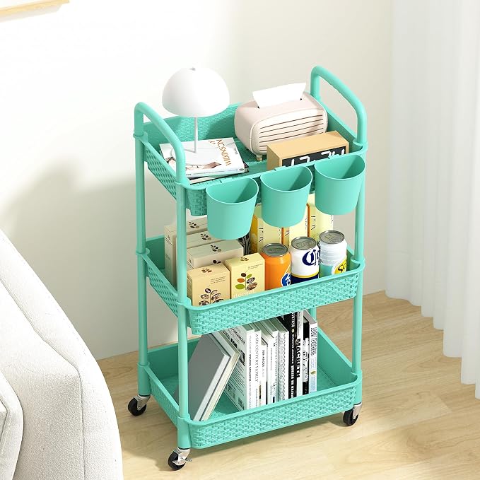 MOYIPIN 3-Tier Plastic Rolling Utility Cart - Image 3