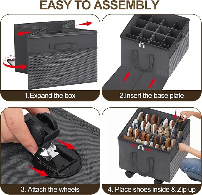 Large Shoe Organizer for Closet, 16 Pairs Shoe Storage Box - Image 8