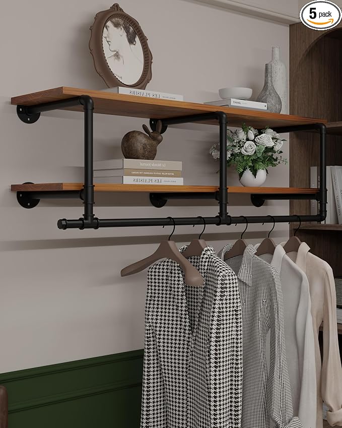 Wall Mounted Clothes Rack 12 Inch Deep, 48 Inch Heavy Duty Garment Rack by INDUSTRIALSHELVESDESIGN