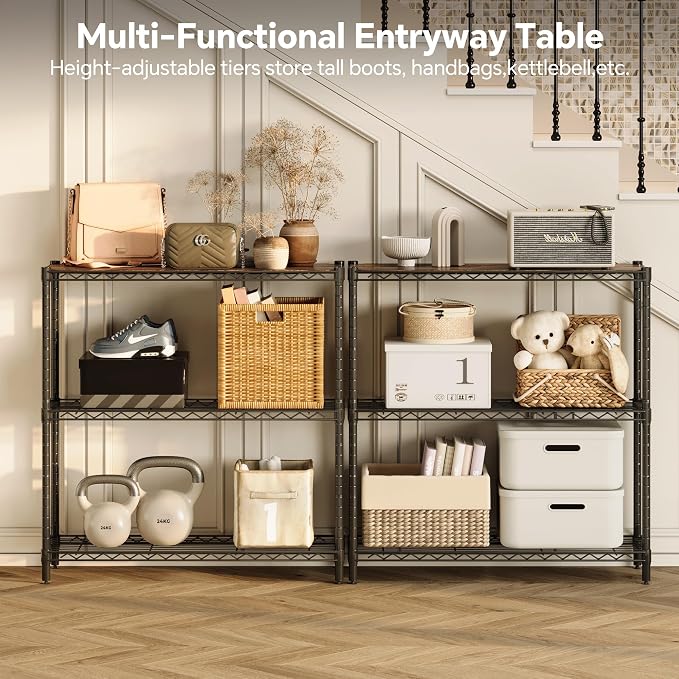 Homeiju 3-Tier Storage Rack, 29.8" Wide Heavy Duty Metal Shelving Unit - Image 7