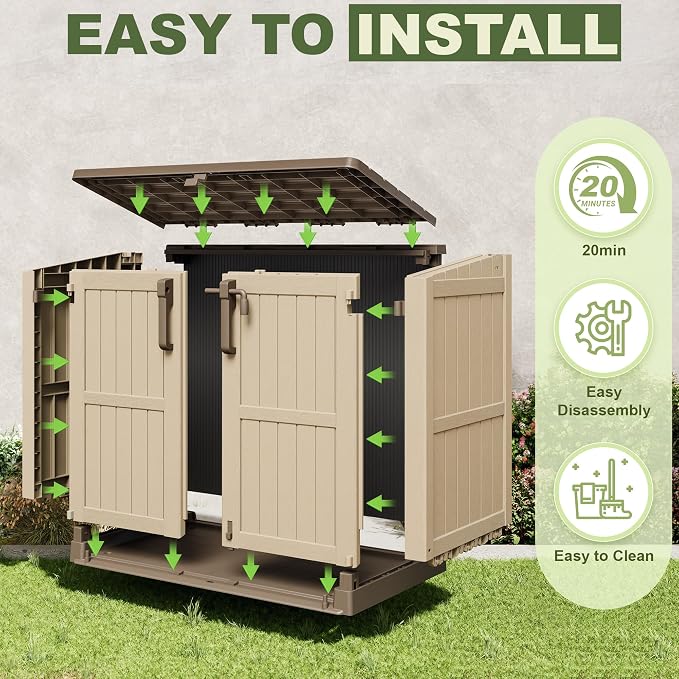 36 Cu Ft Resin Outdoor Storage Shed, Weatherproof Horizontal Outdoor Storage - Image 7