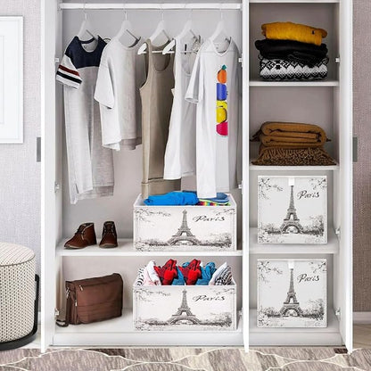 Storage Basket Paris Eiffel Tower Foldable 15.7 x 10.6 x 7 In Cube Storage Bin - Image 6