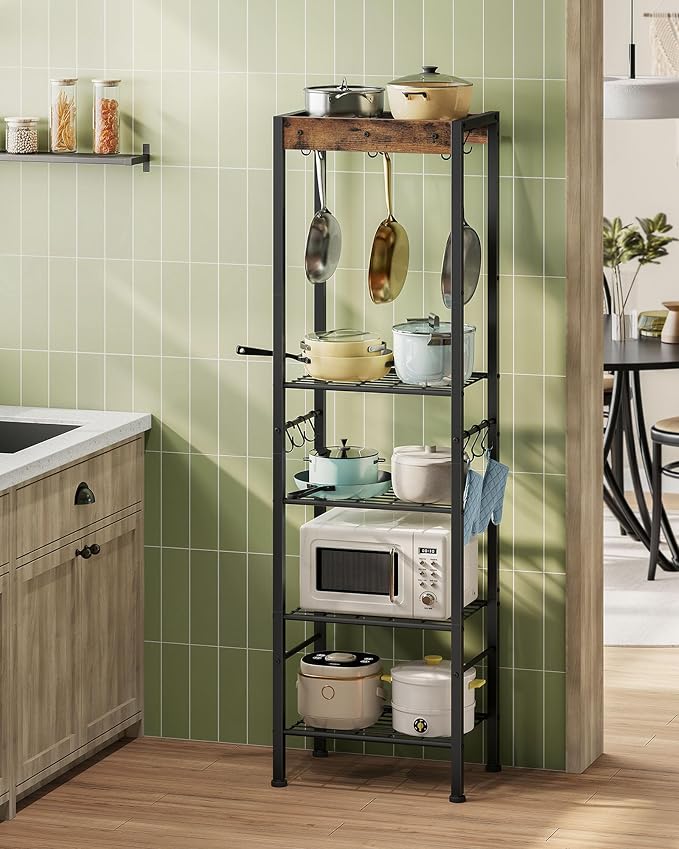 5-Tier Pot Rack, Floorstanding Pots and Pans Organizer, Kitchen Bakers Rack by Choezon