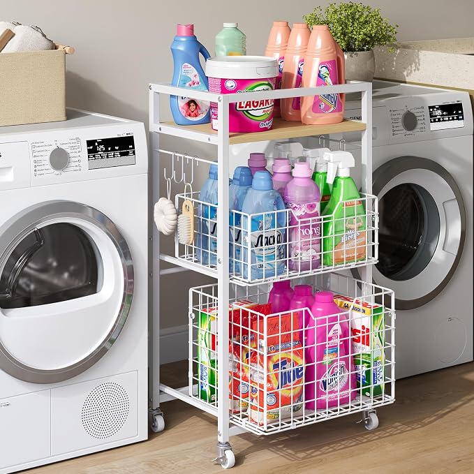 Hongtamoya 3 Tier Laundry Room Cart by Hongtamoya